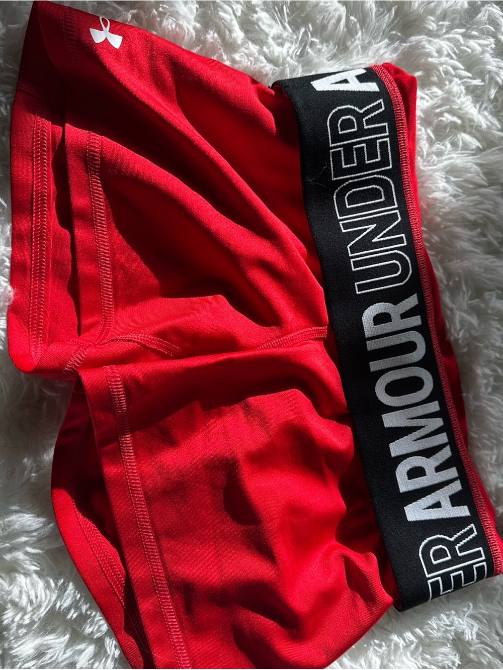 Under Armour Red Performance Compression Shorts with Black Branded Waistband